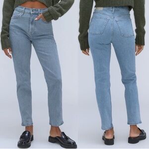 Everlane Blue Straight Leg Jeans High-Waisted Timeless